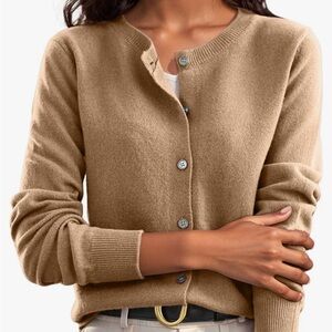 Coldwater Creek Women's Tan Button Down Sweater